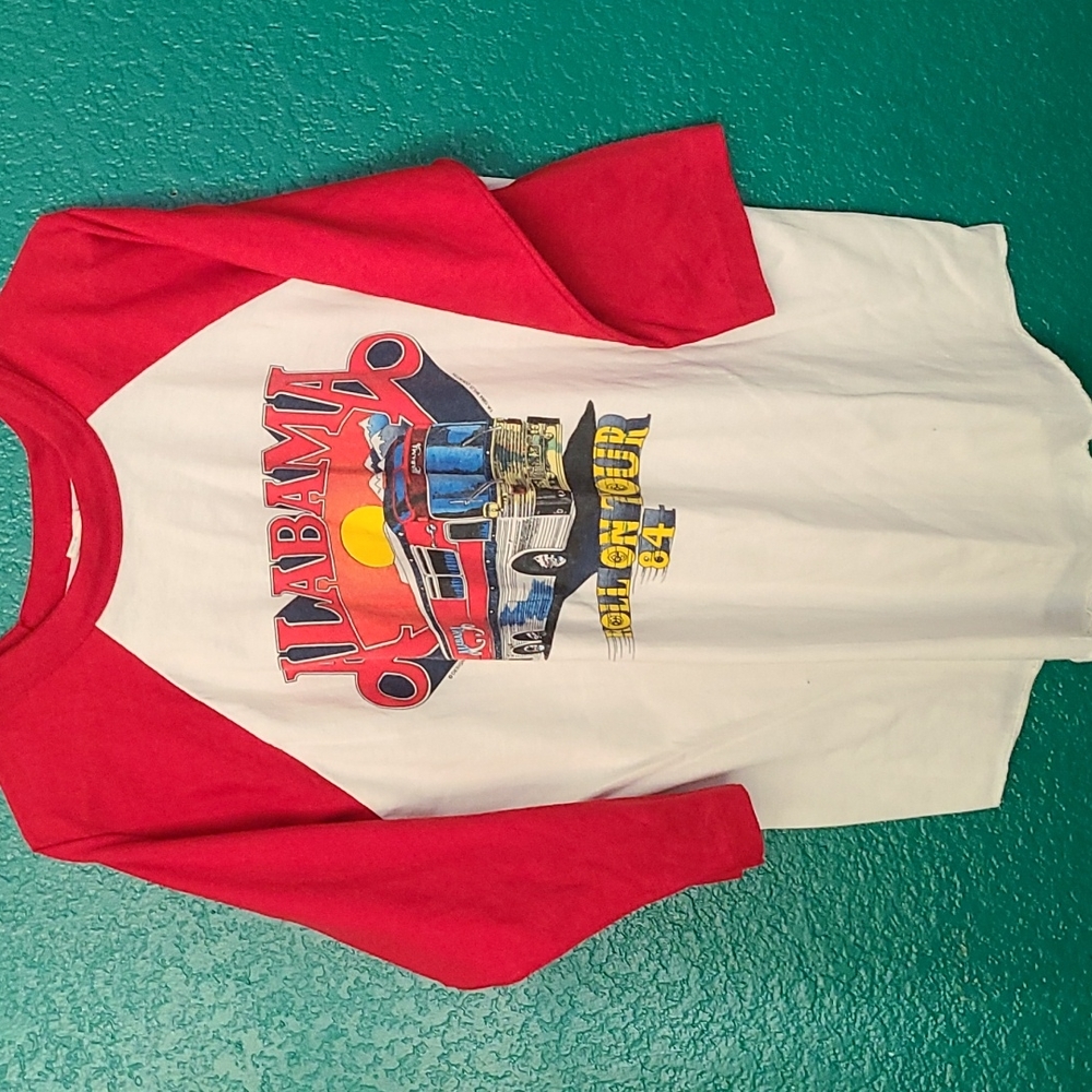 Vintage Alabama Red & White Raglan Tour Graphic Tee
